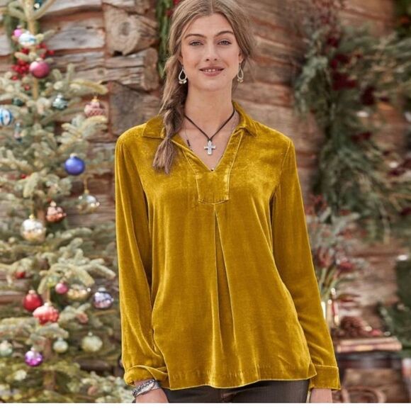 Sundance velvet blouse size petite medium - Picture 1 of 9